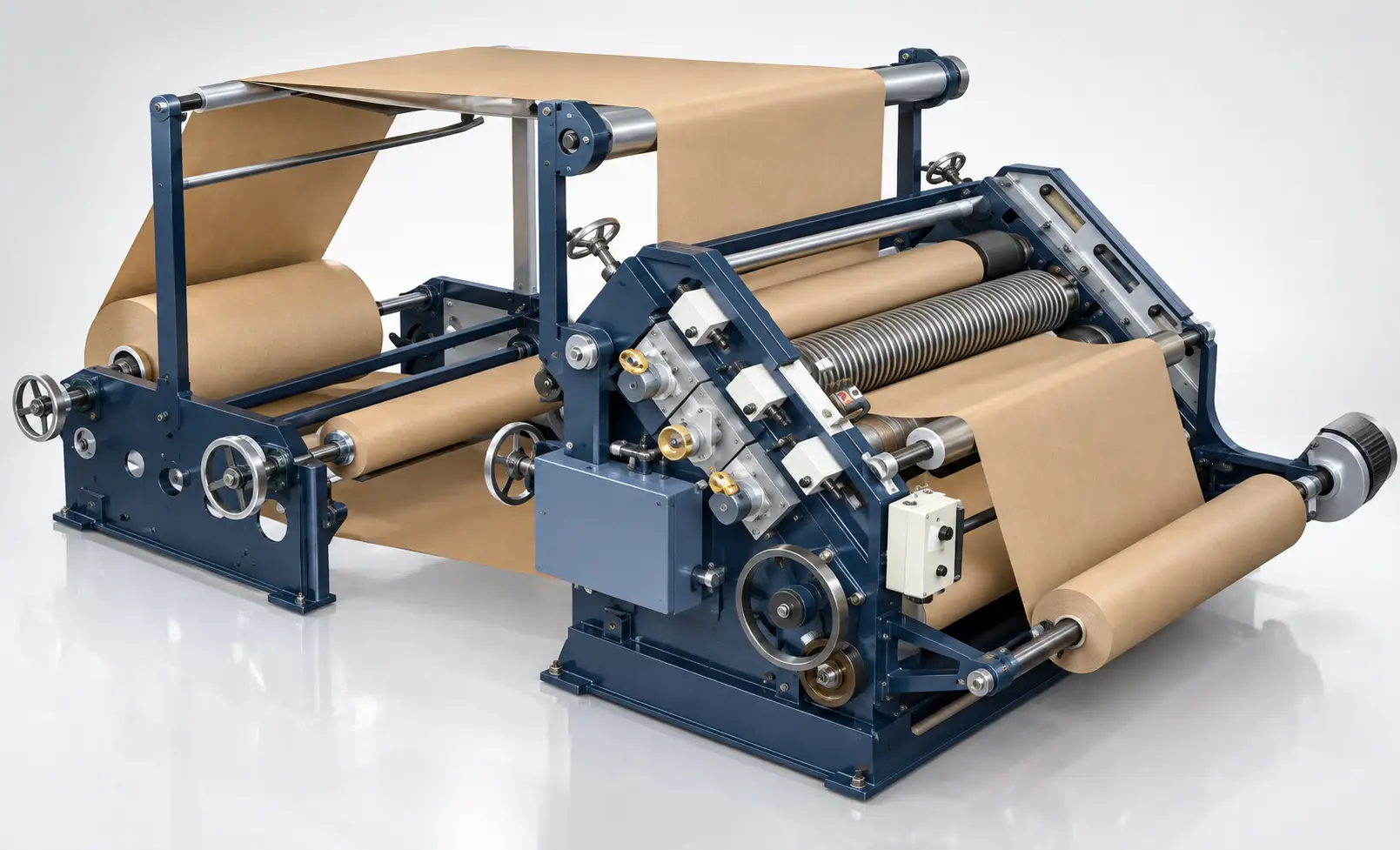 Corrugation machine producing board on the shop floor