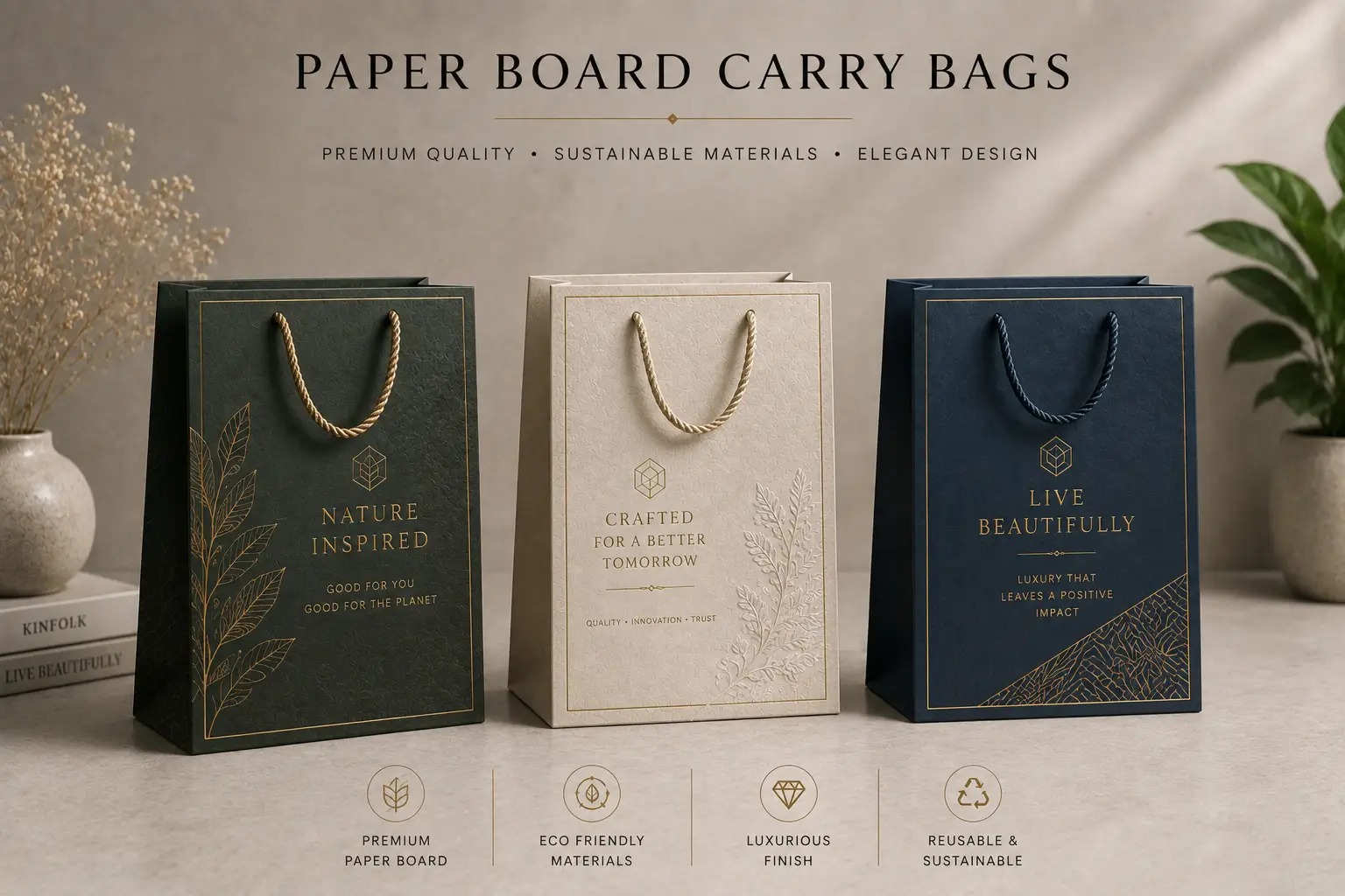 Paper carry bags with rope handles