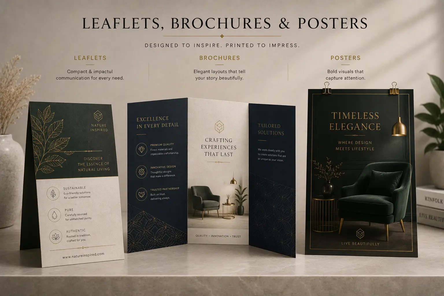 Printed leaflets, brochures and posters
