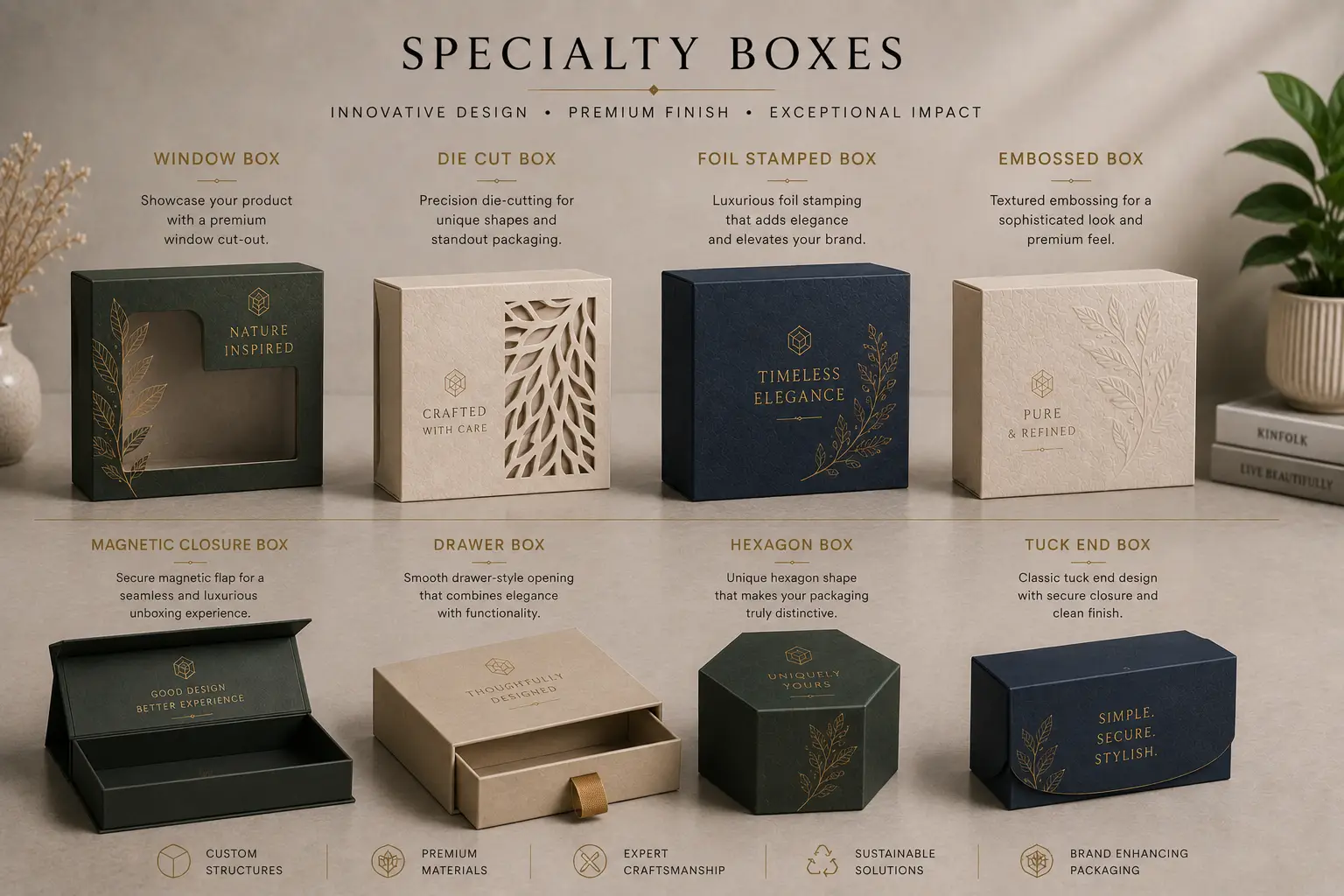 Rigid boxes with premium finishing
